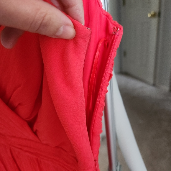 NWT J Crew Silk Chiffon Mirabelle Dress, strawberry red, size 4 - Picture 5 of 15